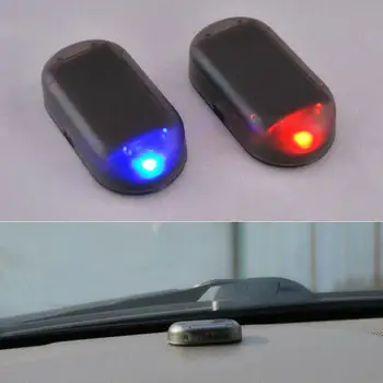 1 Vnt LED Automobilių Netikrą Saugumo Šviesos Saulės energija Varomas Imituojamas Manekeno Signalizacijos Belaidžio Įspėjimo Anti-Theft Atsargiai Lempos Mirksi Imitacija