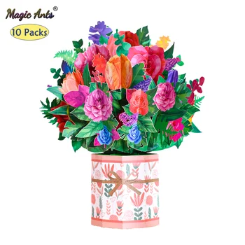 10 Pak 3D Gėlių Puokštė Pop-Up Kortelės Namų Puošybai Motinos Diena Gimtadienio Atvirukai Mama, Žmona Jubiliejų