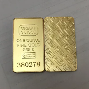 10 Vnt nemagnetiniai Kredito Šveicarijos Aukso Juosta 1 OZ Nekilnojamojo Auksą, Padengtą Luito Kolekcines Ženklelis Monetų Su Įvairių Serijos Numeris
