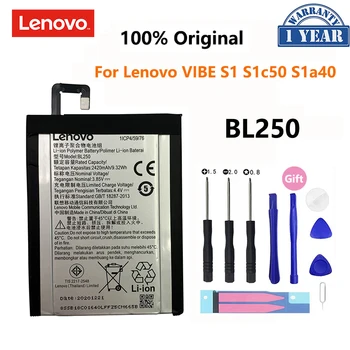100% Originalus BL250 2420mAh Lenovo VIBE S1 S1c50 S1a40 VIBE S1Lite S1La40 Baterijos Įkrovimo Telefono Baterijų Bateria
