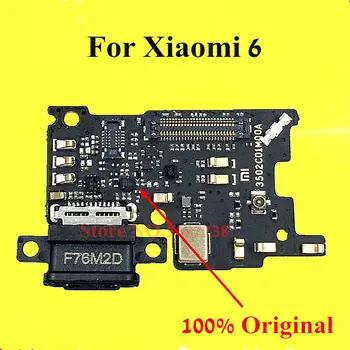 100% Originalus USB Įkrovimo Dokas Uosto Flex kabelis Xiaomi 6 mi6 M6 Įkroviklio kištuką lenta su Mikrofonu atsarginės dalys