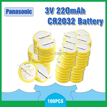 100vnt Panasonic 3V 2 Smeigtukai CR2032 Mygtuką Monetos Baterija Didelės Talpos, Laikrodis Žaislas Plokštė Baterijos Pakeitimas