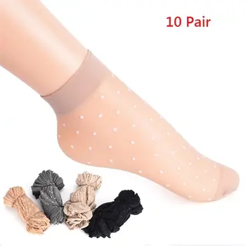 10Pair aukštos elastinga oda, spalvos nailono trumpos kojinės Moterims Kojinės Elastinga Ultra-plonas Skaidrus Trumpas Kojines Kristalų Kojinės didmeninės