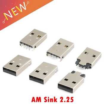 10vnt/daug USB 2.0 Jack Tipo Male Plug Jungtis USB lizdas ESU 4pin Kriaukle 2.5 SMT Kabelių Litavimo