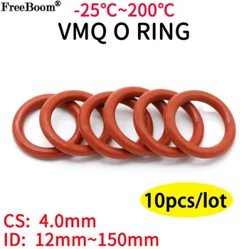 10vnt Raudona VMQ Silikono Žiedo Tarpiklis CS 4mm OD 12 ~ 150mm Silicio O Žiedo Tarpiklis Maisto kokybės Guminis sandarinimo žiedas vmq asortimentas švok įrankiai