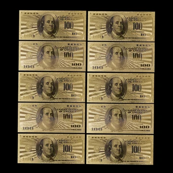 10vnt replika 100 JAV Dolerio-Aukso Valiutos Banknotų Bill Popieriniai Pinigai Monetos Medalis 24k Jungtinių Amerikos valstijų Progines