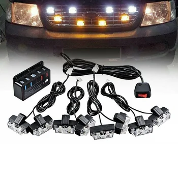 12V Transporto priemonių Automobilio Priekinio Denio Grotelės LED Strobe Flash šviesos Policijos Pagalbos Įspėjimas Blykstės lempa, led Dieniniai žibintai