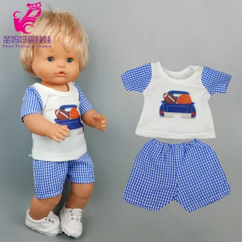 16 colių reborn baby Doll berniukas drabužius mėlyna plaid marškinėliai 40cm Nenuco Ropa Y Su Hermanita 38cm lėlės automobilių marškinėliai