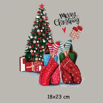 18x23cm Mielas Linksmų Kalėdų Mergina Geležies Lopai 