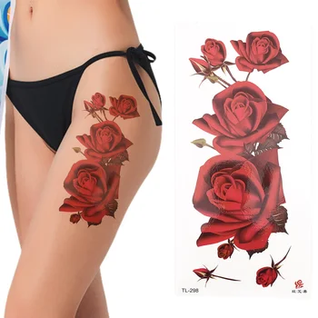 1PC 3D Rožių Gėlių Laikina Tatuiruotė Lipdukas Moterų Kūno Menas Rankos Kojos Tatuiruotė Lipdukas Realus Netikrą Black Rose Tatuiruotė Vandeniui