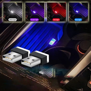 1Pc Automobilių Mini USB LED Šviesos Atmosfera Automobilių Dekoratyvinės Lempos Avarinio Apšvietimo Universalus Nešiojamų PC Plug and Play