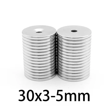 2-50PCS 30x3-5mm Stiprus Retųjų Žemių Neodimio Magnetų 30*3 mm, Skylė 5 mm Įsprausti Galingas Magnetinis Magnetas 30*3-5mm