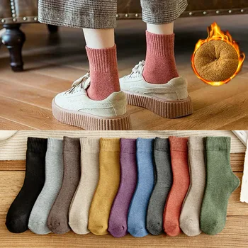 2 poros žiemos kojinių moterų vidutinio vamzdis miego gimdymo kojinės rudens ir žiemos rankšluostį plius aksomo storio terry kojinės