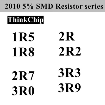 (200 vnt.), 2010 m. 5% SMD Rezistorius serijos 25PCS*8 Vertybes (1R5 1R8 2R 2R2 2R7 3R0 3R3 3R9)