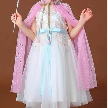 2020 naujas mados Apsiaustu Kostiumas Helovinas Vaikų Dienos Žaliojo Vaikų Skara Drabužiai Mergaitė Princesė Essar Apsiaustu, rožinė cape