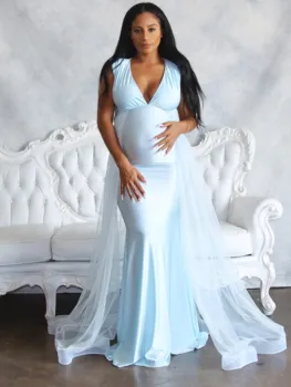 2022 M. Vasarą Motinystės Fotosesiją Suknelės Tampri, Montavimo Ilga Suknelė Backless Nėštumo Fotografija Rekvizitai Elegantiškas Maxi Suknelė