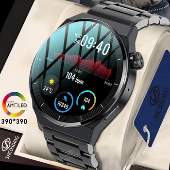 2022 Naujas NFC Smartwatch Vyrų AMOLED 390*390 HD Ekraną, 