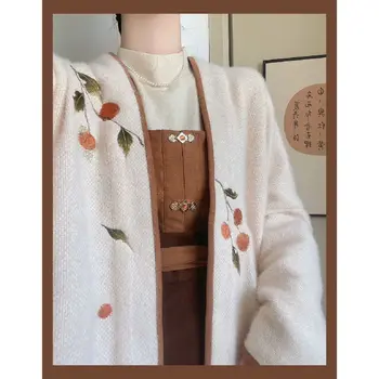 2022 Y2k Estetinės Japonijos Kawaii Cardigan Megztinis Siuvinėjimo Rudenį Harajuku V Kaklo Saldus Megztiniai Saldus Moteriška Striukė