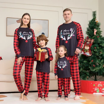 2022 Šeimos Kalėdų Derinti Drabužius Pižama Nustatyti Suaugusiųjų Motina, Tėvas, Vaikai, Sūnus Kalėdos Komplektus Baby Girl Rompers Sleepwear Pižamos