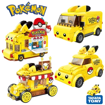 2023 NAUJAS Anime Serijas Pokemon Pokemon Pikachu Automobilių, Autobusų atnaujinti Charizard Venusaur Blastoise Blokų 