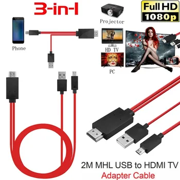 2m Micro USB Į HDMI suderinamus Kabelis, 1080P MHL HDTV Kabelis Adapteris Keitiklis Samsung Galaxy S3/S4/S5/Pastaba 2/3 Pastaba/Note 4