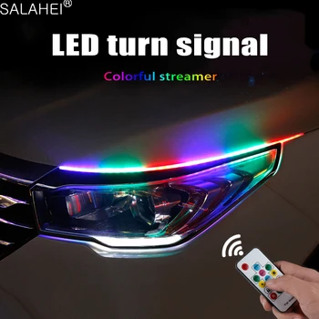 2VNT Automobilio Šviesos važiavimui Dieną Paeiliui Teka RGB Vandeniui DRL Daugiaspalvis LED Šviesos Juostelės Posūkio Signalo Žibintai priekinių Žibintų
