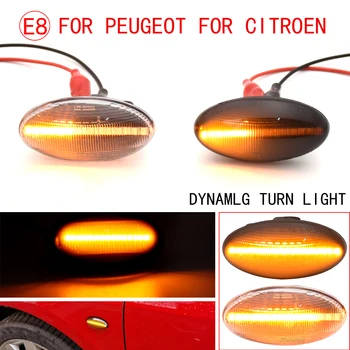 2vnt Dinaminis LED Posūkio Signalo Lemputė Šoniniai Gabaritiniai Indikatorius Flasher Šviesos Peugeot 206 207 307 407 107 607 Citroen C1 C2 C3 C5