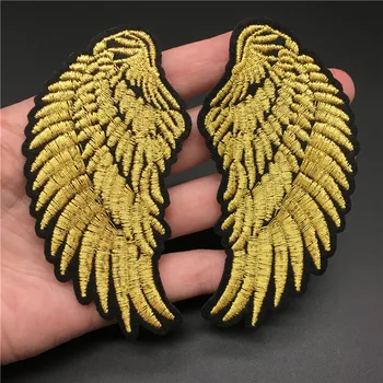 2VNT Golden Wings Dydis: 4.7x9.4cm Pleistras Drabužių Siuvinėta Juostele Striukė Lipduką 