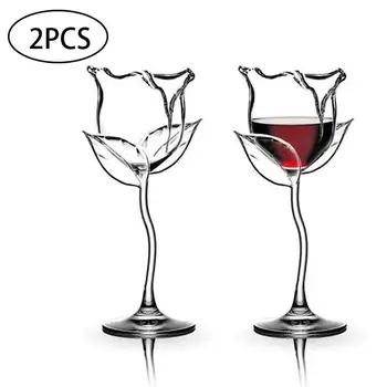 2vnt Kūrybos Vyno taurė Rožių Žiedų Formos Goblet Švino Raudonojo Vyno Kokteilis Akinius Namų Vestuves kokteilių taurės tokios Dovanos Drinkware