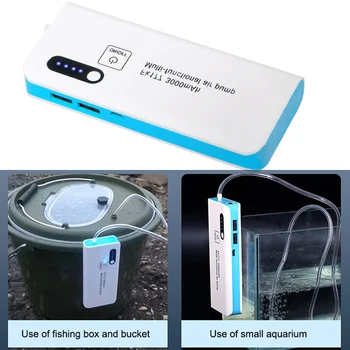 3000mAh Akvariumas USB Įkrovimo Deguonies Oro Siurblys Žuvų Bakas Automobilių Prisotinto Nešiojamų Lauko Žvejybos Aeratorius Įrankiai su Žibintuvėliu