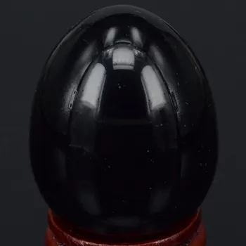 34x44MM Natūralus Akmuo, Juodas Obsidianas Srityje Kiaušinių Gydymo Reiki Amatų Akmenų Masažas Pirštų Mankšta