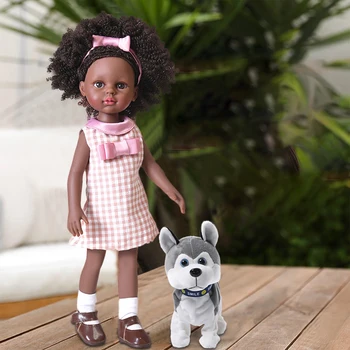 35cm Juoda Šlakelis BJD Lėlės Visą Silikono Afrikos Lėlė Graži Mergina BJD Lėlės Žaislas Su Kombinezonas Mergaitėms 