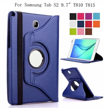 360 Laipsnių Besisukantis Smart Case For Samsung Galaxy Tab S2 9.7 T810/T815 T813 T819 PU Odos Apversti Stovo Laikiklį Planšetinio kompiuterio Dangtelis 
