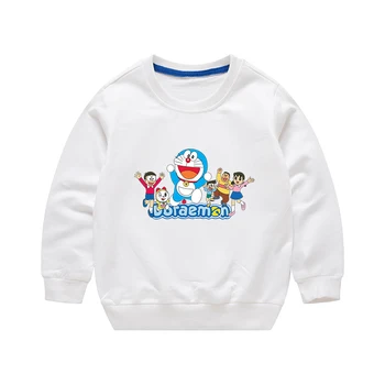 4-12T Rudenį, Vaikams, Vaikų, Kūdikių, Mergaičių Doraemon Spausdinti Palaidinės ilgomis Rankovėmis Megztinis Berniukams, T-marškinėliai, Drabužiai Rožinė Palaidinukė