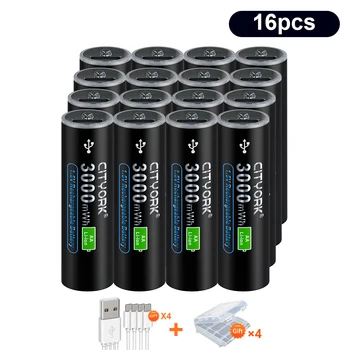 4-32PCS AA USB įkraunama Ličio baterija 1,5 V 3000mWh Li-ion AA USB Baterija Žaislų Žiūrėti MP3 Grotuvas Termometras klaviatūra