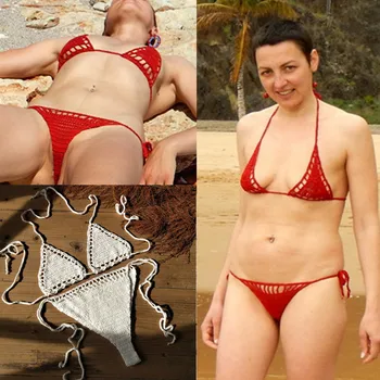 4 Spalvų Vertus, Nėrimo Karšta Bikini Raudona Moterys Seksualios Mikro Maudymosi Kostiumėliai Paplūdimio Kaitintis Apatinis Trikotažas Rinkinys