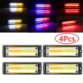 4PCS Strobe Flash Įspėjamoji Lemputė LED Strobe Šviesos Dinaminis Mirksi COB LED Šviesos Cob Automobilių, Sunkvežimių Priekinės Grotelės, Led Apšvietimas