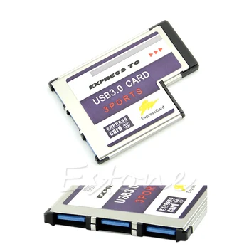 54mm Express Card 3 Port USB 3.0 Expresscard Adapteris Nešiojamas FL1100 Lustas