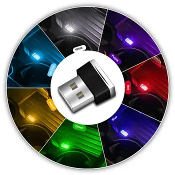 7 Spalvų Automatinė RGB Automobilio LED USB Aplinkos Šviesos Nuotaika Interjero Lempos Plug/Play Avarinės Lemputės Mini Auto, Automobilių Aksesuarai, Dekoras