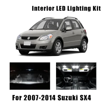 9pcs Balta Canbus Automobilių, LED Lemputes, Interjero Žemėlapis Dome Light Kit Tinka 2007-2013 M. 2014 M. Suzuki SX4 SAV Magistraliniai Krovinių Licencijos numerio ženklo apšvietimo Žibintas