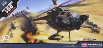 Akademijos 12250 1/48 Hughes 500D GNIŪŽTĖS Sraigtasparnis (Plastikiniai modelis)