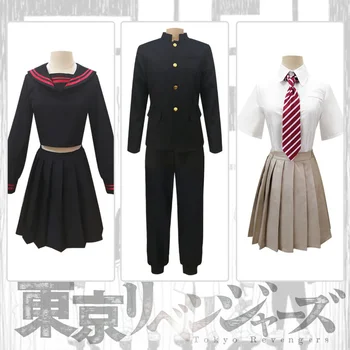 Anime Tokyo Revengers Shiba Yuzuha Cosplay Kostiumų Sijonas Kostiumas Sailor Mokyklos Vienodos Suknelė Moterims, Vyrams Helovinas Kostiumas