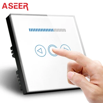 ASEER,UK Standartas Smart Home Touch Panel stiprumą 220V,1Gang Balta Juoda Kristalų capacitive touch panel šviesos stiprumą