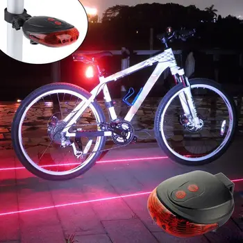Aukštos Kokybės Dviračių Nuoma Saugos Įspėjimas Led šviesos dviračių lazerio šviesos LED Mirksintis Žibintas užpakalinis Žibintas Galinis Dviračių 5 LED+2 Lazerio