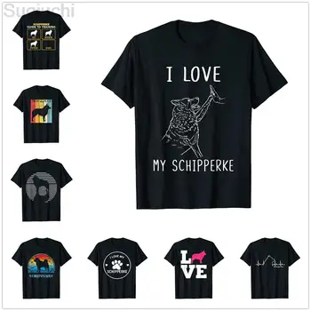 Aš Myliu Savo Schipperke Šunų Mylėtojas, T-Marškinėliai, 100% Medvilnė Vyrai Moterys Unisex Hip-Hop sportinius Marškinėlius, Dovanų Dydis XS-5XL