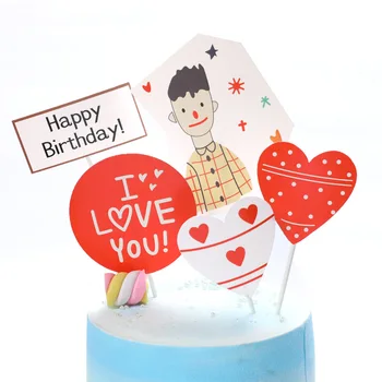 Aš Tave Myliu Valentino Dienos Tortas Topper Berniukų, Mergaičių su Gimtadieniu Cupcake Topper Reikmenys Kūdikio Gimtadienio Pyragas Apdaila