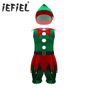 Baby Girl Elf Kalėdų Mergaičių Kostiumai Naujųjų Metų Festivalis Santa Sąlyga Cosplay Apranga Vaikams Fancy Dress Up Šalies Romper Jumpsuit