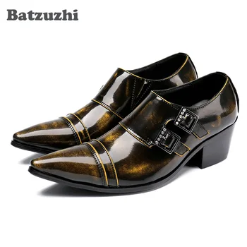 Batzuzhi Limited Edition Bronza Vyrų Suknelė, Batai, Italų Stiliaus Batai Vyrams Odos Vyrai, Suknelė, Batai 2017 Nurodė, Kojų Forma Bateliai Vyrai