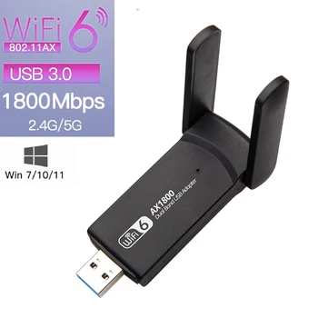 Belaidžio WiFi, 6 USB Tinklo Adapteris 802.11 ax WiFi6 Receptorių 1800Mbps Dual Band 2.4 G 5.8 G Kompiuterio su 