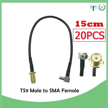 bendraašis 20 vnt 3G modemo kabelio DI TS9 tiesiai į SMA FEmale stačiu kampu galiuku RG178 Didmeninė 15 CM 6